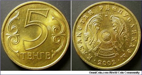 Kazakhstan 2002 5 tenge. Weight: 2.19g. 