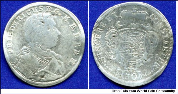 30 kreuzer.
Brandenburg-Bayreuth.
Friedrich (1735-1763).


Ag.