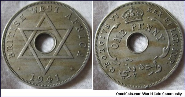 VF British West Africa 1 cent, sharp details, with metal mix error