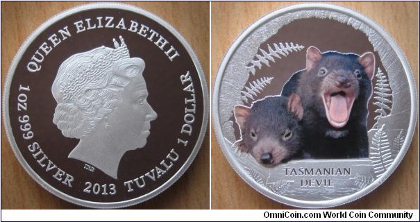 1 Dollar 2013 - Tasmanian devil - 31.13 g Ag .999 Proof - mintage 5,000