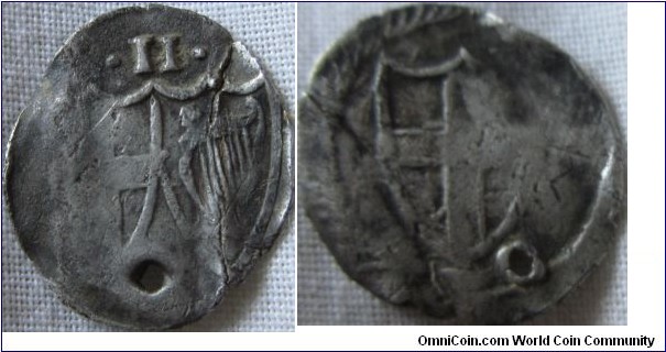 Commonwealth halfgroat,superb detail on one side, perhaps also a corrected irish shield.