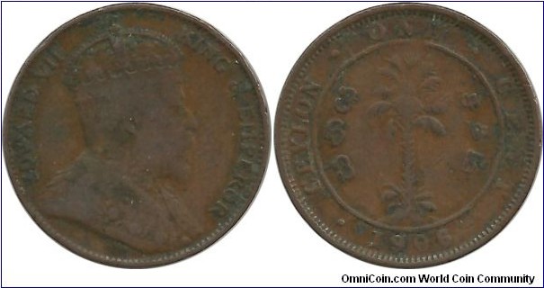 Ceylon-British 1 Cent 1906