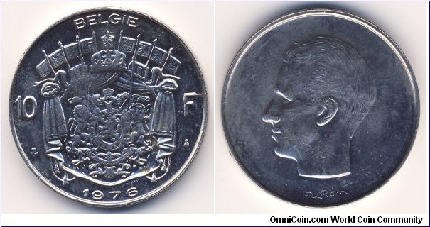 10 Francs (Kingdom of Belgium / King Baudouin I // Nickel 8g)