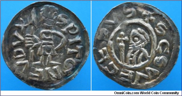 Bohemia, Duke Spytihněv II. 1055-1061, AR denarius, 0,798g, Prague mint?