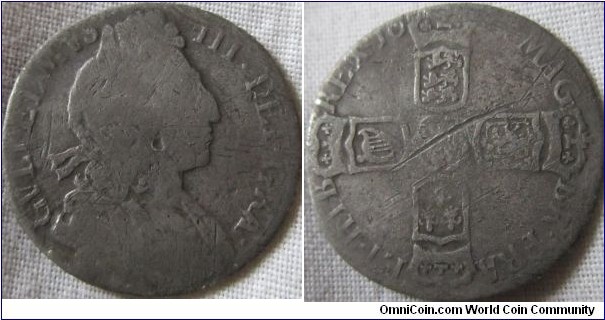 C 1697 sixpence counterfeit of the time.