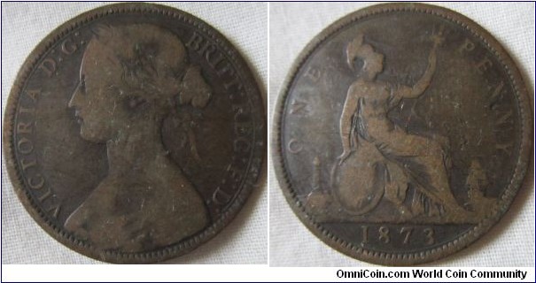 1873 penny, fair grade