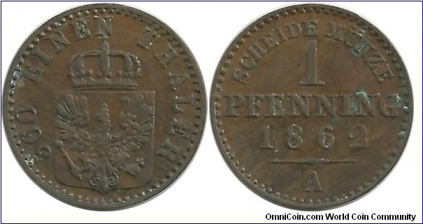 Germany-Prussia 1 Pfenning 1862A (1/360 Thaler)