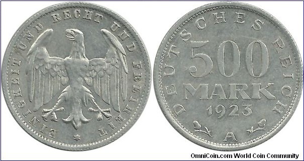 Germany Weimar 500 Mark 1923A