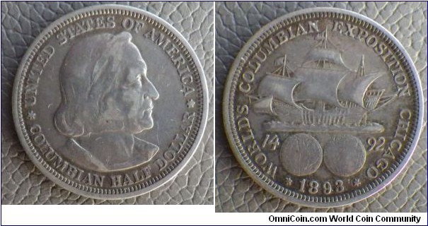50 CENTS, COLUMBIAN HALF DOLLAR; Mint 1,550,405