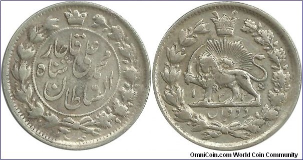 IranKingdom 2 Kran AH1326(1908) MohammadAliShah