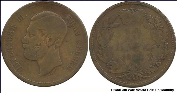 Serbia Principality 10 Para 1868