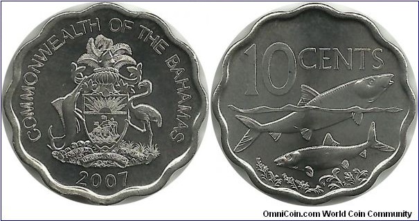 Bahamas 10 Cents 2007