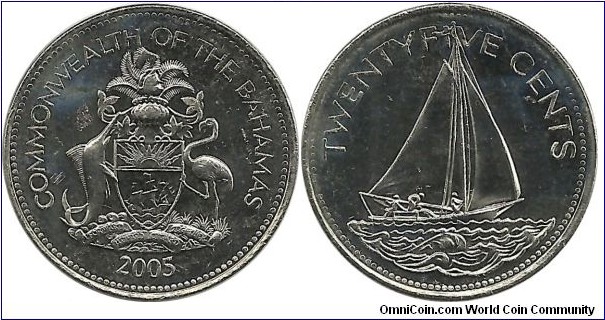 Bahamas 25 Cents 2005