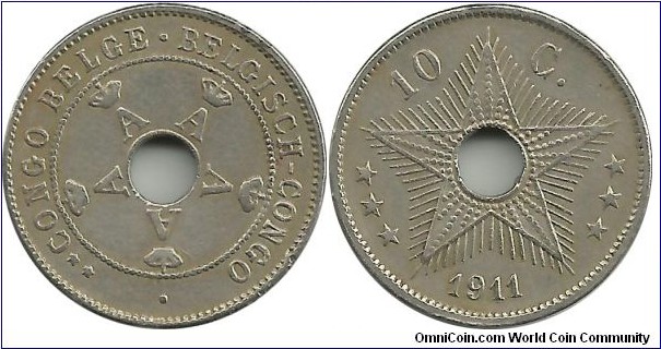 Congo-Belgium 10 Centimes 1911