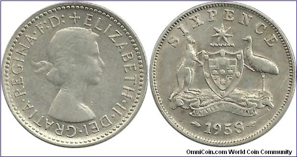 Australia 6 Pence 1958