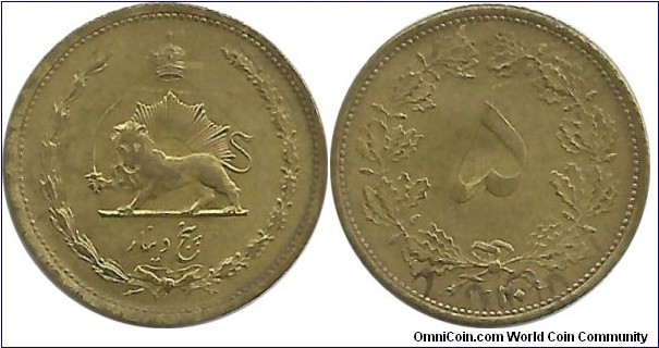 IranKingdom 5 Dinar SH1320(1941) Reza Shah