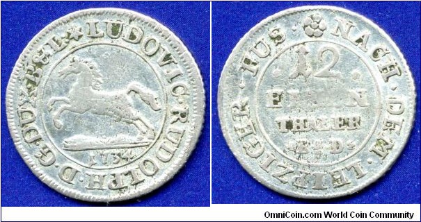 1/12 Thaler.
Braunschweig-Wolfenbüttel.
Ludwig Wilhelm (1731-1735).
*B.i.D* - Braunschweig mint, mintmaster Bernhard Julius Dedekind, work in 1732-42.


Ag541f. 5,39gr.