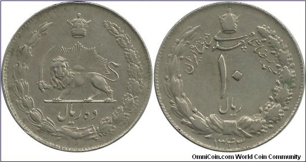 IranKingdom 10 Rial SH1343(1964) M. RezaShah