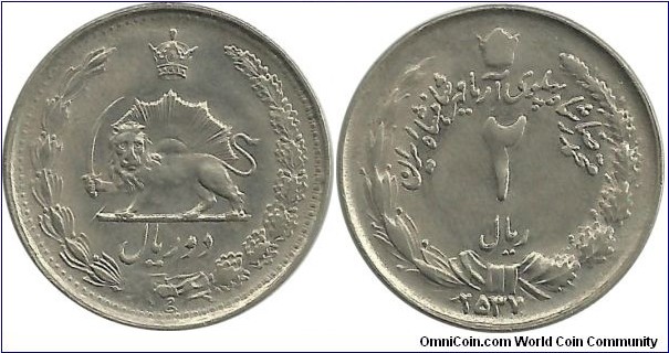 IranKingdom 2 Rial MS2537(1978) M. RezaShah