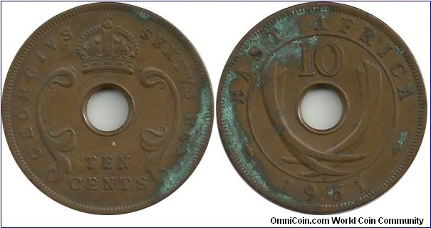 East Africa 10 Cents 1951