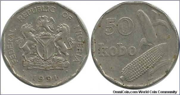 Nigeria 50 Kobo 1991