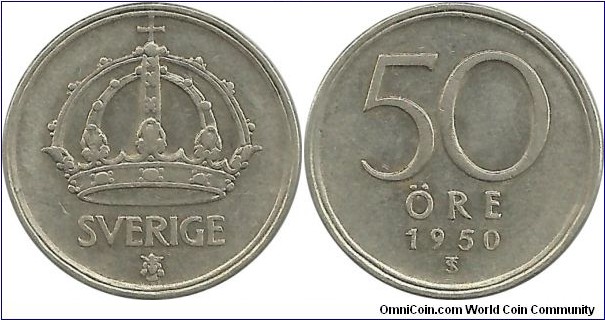 Sweden 50 Öre 1950