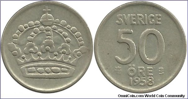 Sweden 50 Öre 1958