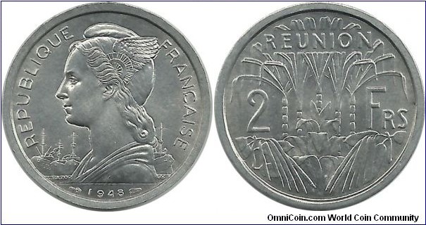 Reunion 2 Francs 1948