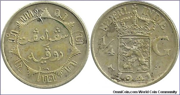 NederlandschIndie ¼ Gulden 1941P