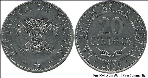 Bolivia 20 Centavos 2006