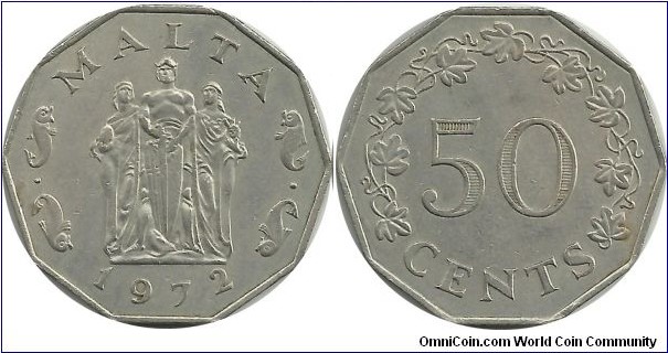 Malta 50 Cents 1972