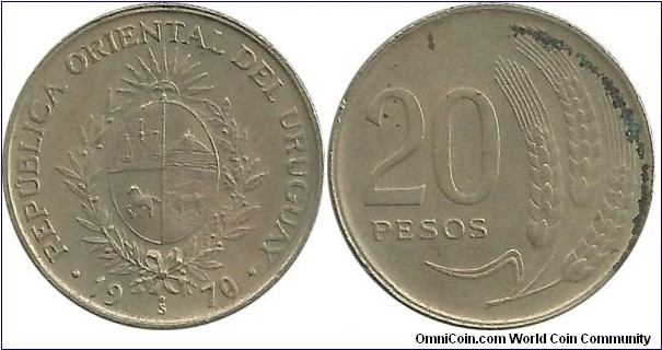 Uruguay 20 Pesos 1970