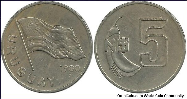 Uruguay 5 Nuevo Pesos 1980