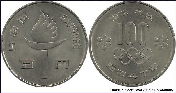 Japan 100 Yen Showa-47 (1972) - Sapporo Winter Olympic Games