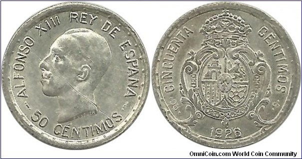 Spain 50 Centimos 1926