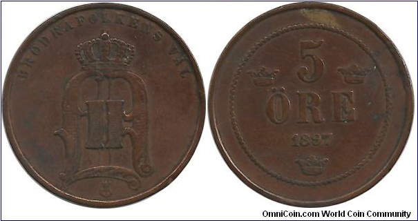 Sweden 5 Öre 1897