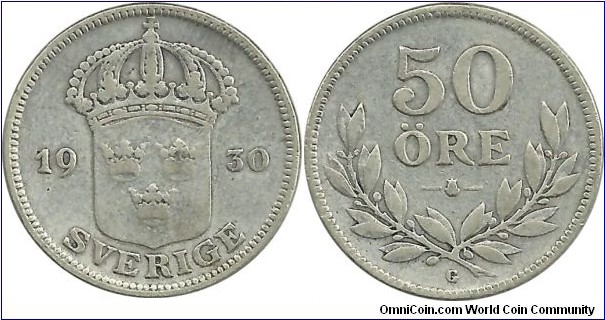 Sweden 50 Öre 1930