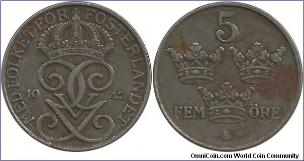 Sweden 5 Öre 1943