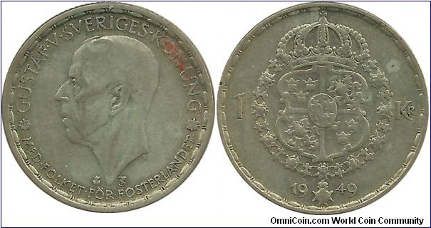 Sweden 1 Krona 1949