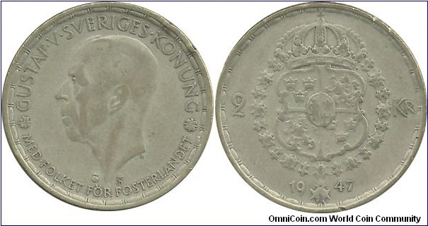 Sweden 2 Kronor 1947