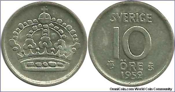Sweden 10 Öre 1952
