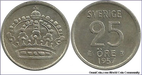Sweden 25 Öre 1957