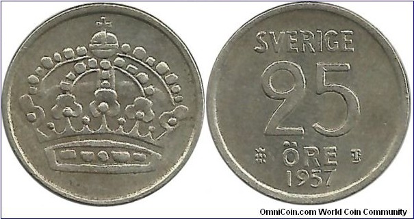 Sweden 25 Öre 1957