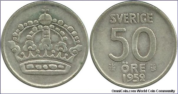 Sweden 50 Öre 1952