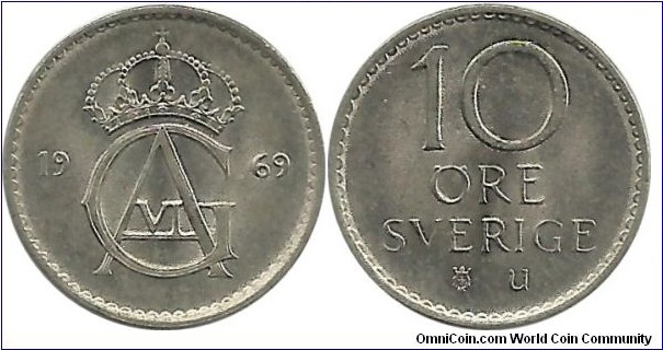Sweden 10 Öre 1969
