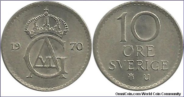 Sweden 10 Öre 1970