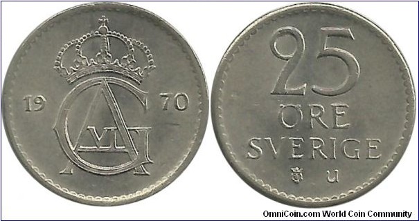 Sweden 25 Öre 1970