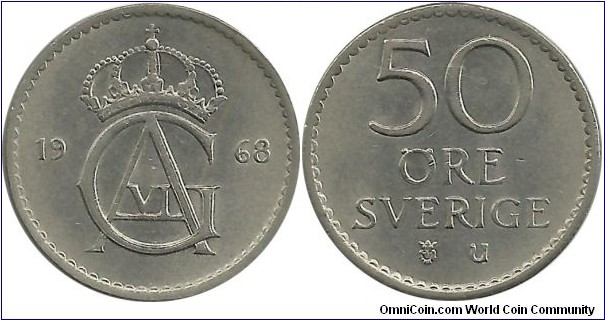 Sweden 50 Öre 1968