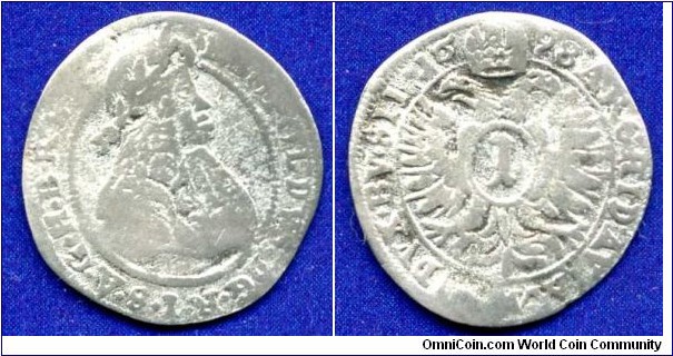 1 kreuzer.
Leopold I (1657-1705), Emperor of Holy Roman Empire.


Ag219f. 0,948gr.