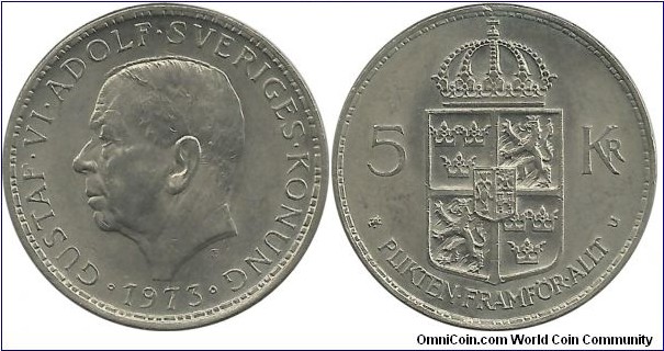 Sweden 5 Kronor 1973